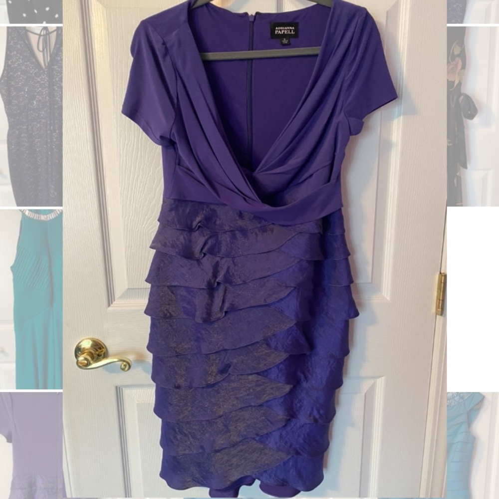 Purple V- neck Adriana Papell Dress